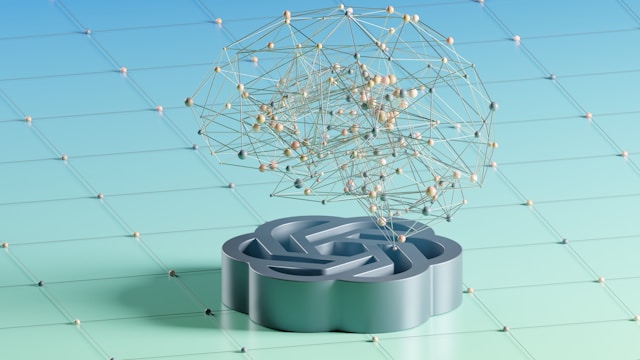 Una representación visual de una onda de audio convirtiéndose en texto